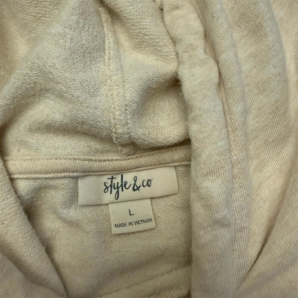 Style & Co Hoodie Sweatshirt Womens Large Ivory Floral